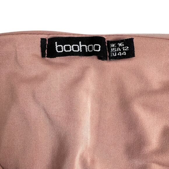 Boohoo Mauve Flounce Bodysuit Size 12 US Layered Ruffle Snap Crotch - Picture 5 of 8